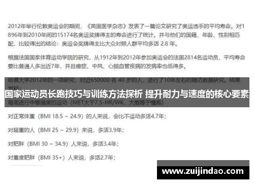 国家运动员长跑技巧与训练方法探析 提升耐力与速度的核心要素