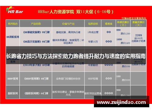 长跑省力技巧与方法探索助力跑者提升耐力与速度的实用指南
